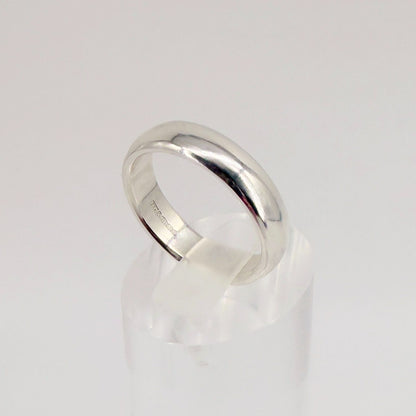 Sterling Silver Traditional D-Profile Wedding Ring, UK Hallmarks, Size R - image 4