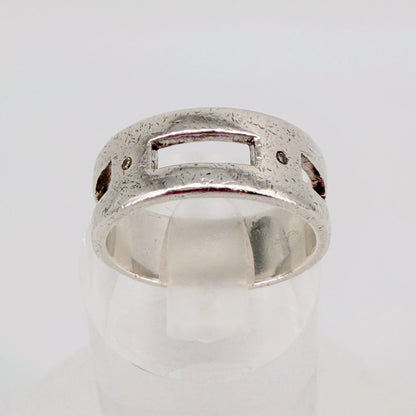 Vintage Kit Heath Sterling Silver & Diamond Ring, London Hallmark, UK Size T - image 10