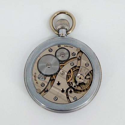 GSTP Bravingtons British Military Pocket Watch, Black Dial, 15 Jewels, c. WWII - image 3