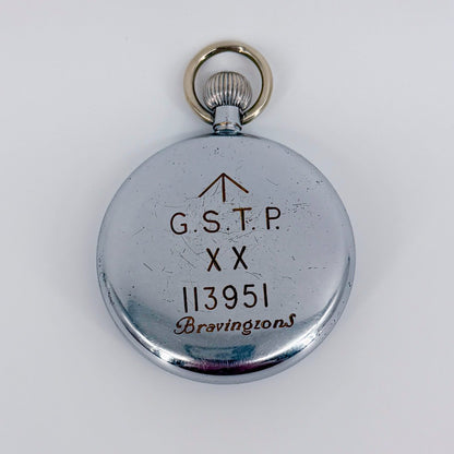 GSTP Bravingtons British Military Pocket Watch, Black Dial, 15 Jewels, c. WWII - image 2