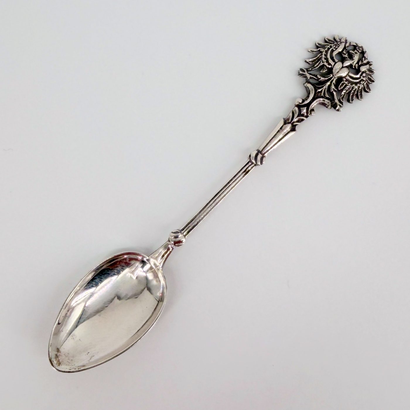 Austrian 835 Silver Tea Spoon, Linz Assay, Heraldic Eagle Finial, c.20th Century - image 2