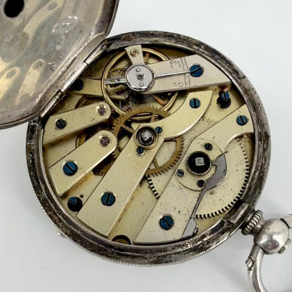 Antique Swiss Silver Cased Pocket Watch - Working