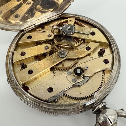 Antique Silver Cased Pocket Watch - Key Wound - Working