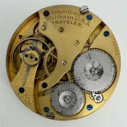 Antique Waltham Traveler Pocket Watch Movement - John Terry Nottingham 1902 -Spares/Repair