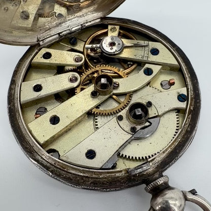 Antique Swiss 935 Silver Pocket Watch - Key Wound - Working