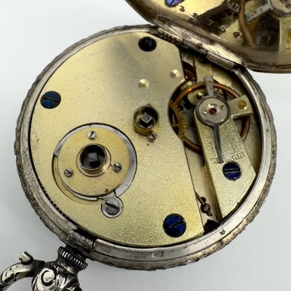 Antique Swiss 800 Silver Pocket Watch - Key Wound - Working