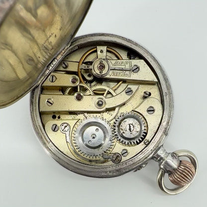 Antique Swiss / German Silver Pocket Watch – 10 Jewels – Working