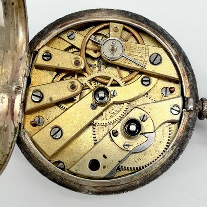 Antique Swiss Silver Cased Pocket Watch - Working